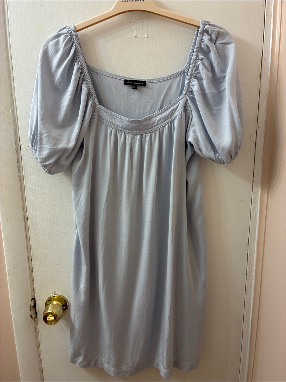 Shinestar Light Blue Puff Sleeve Mini Dress